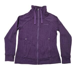Avalanche Women M Fleece Heavy Sweater Jacket Purple Full Zip Thumb Hole Cozy